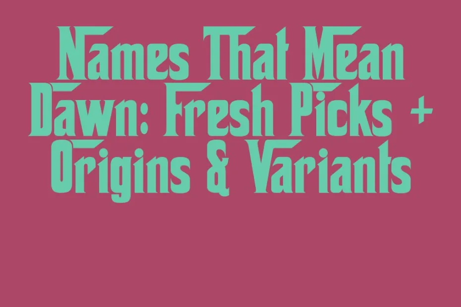 Names That Mean Dawn Fresh Picks Origins Variants