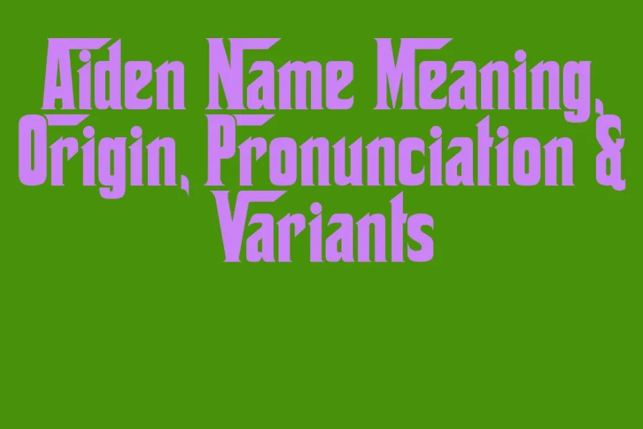 Aiden Name Meaning Origin Pronunciation Variants